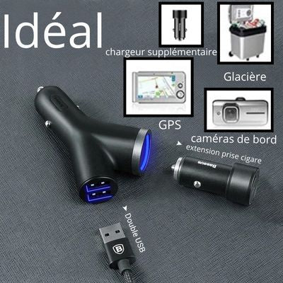 chargeur allume cigare/y double usb une prise cigare™ - Fallaitipenser auto accessoires