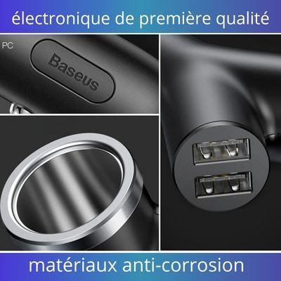 chargeur allume cigare/y double usb une prise cigare™ - Fallaitipenser auto accessoires